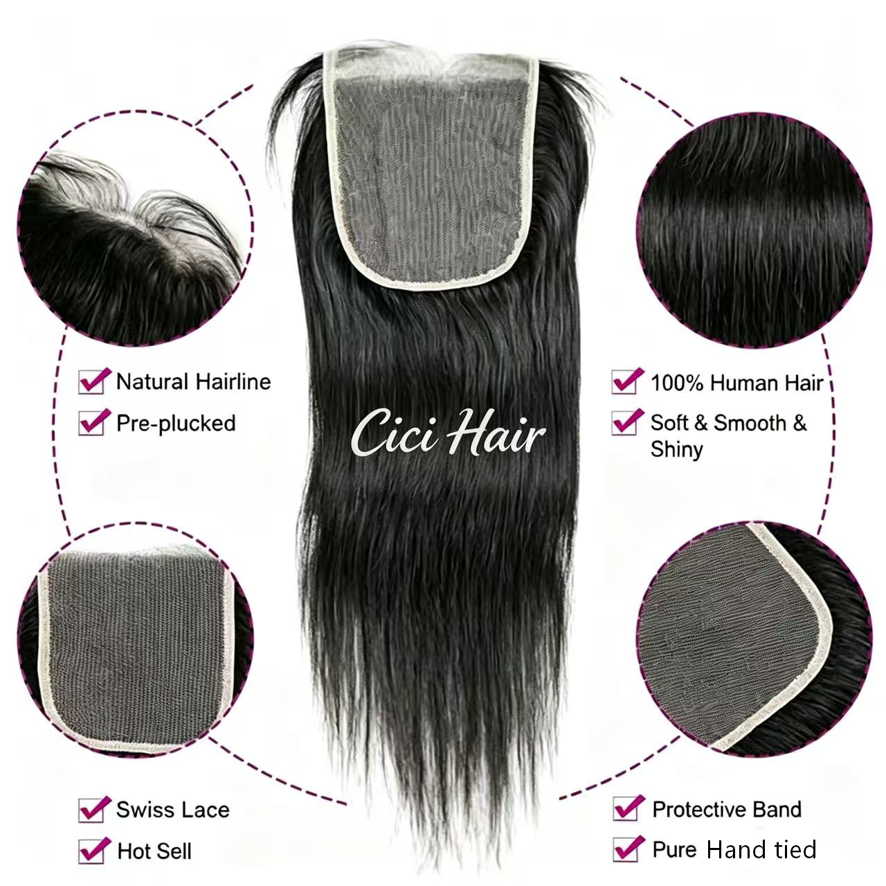 Wholesale HD Swiss Lace Closures & Frontals – Straight Human Hair, Multiple Sizes
