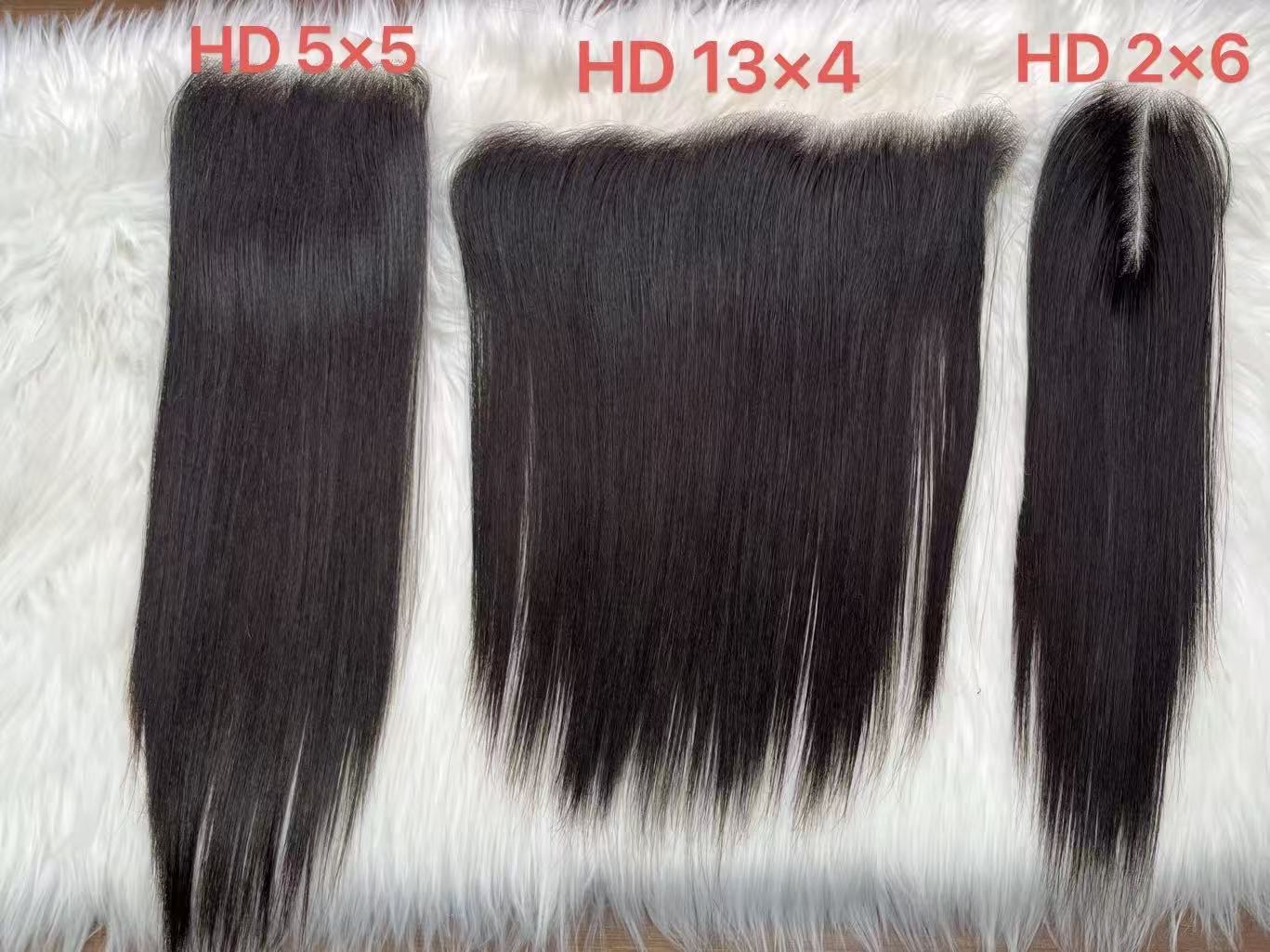 Wholesale HD Swiss Lace Closures & Frontals – Straight Human Hair, Multiple Sizes