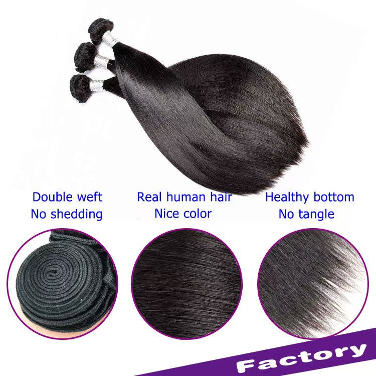 Wholesale Natural Black Straight Human Hair Bundles – Double Weft, OEM & Private Label