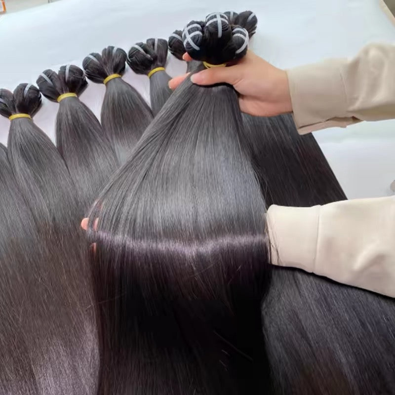 Wholesale Vietnamese Virgin Human Hair Weft Bundles – Super Double Drawn & Custom Colors